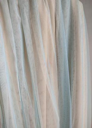 Платье балтное пышное фатин макси в пол вечернее l голубое берюзовое5 фото