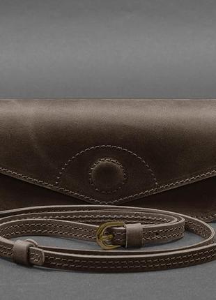 Шкіряна сумка-футляр для окулярів (мінісумка) темно-коричневий crazy horse