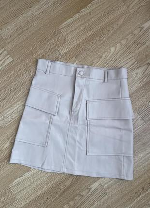 Кожаная мини юбочка