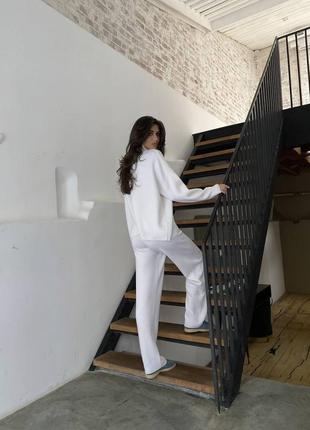 Белый костюм двойка турецкая вязка теплый3 фото