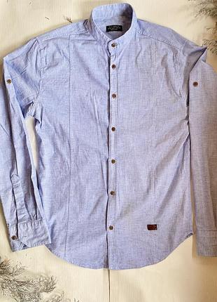 Сорочка блакитна чоловіча , сорочка без коміра