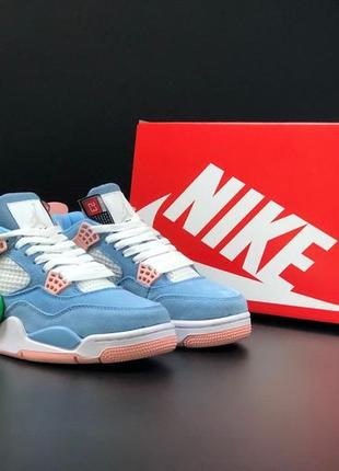 Женские кроссовки nike air jordan 4 retro blue grey2 фото