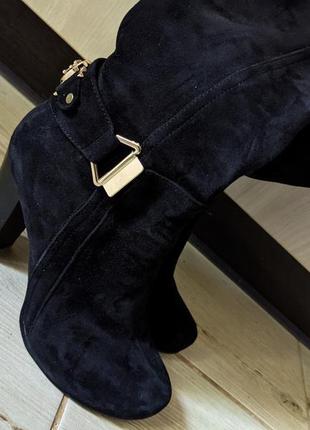 Красивые сапожки замшевые сапоги до колена на каблуках р. 382 фото