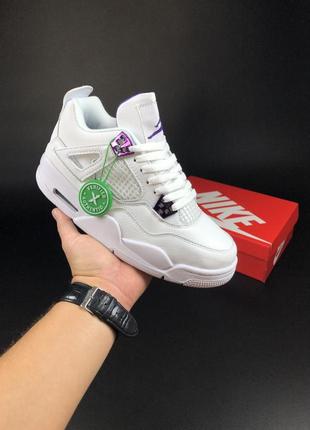 Женские кроссовки nike air jordan 4 retro white purple4 фото