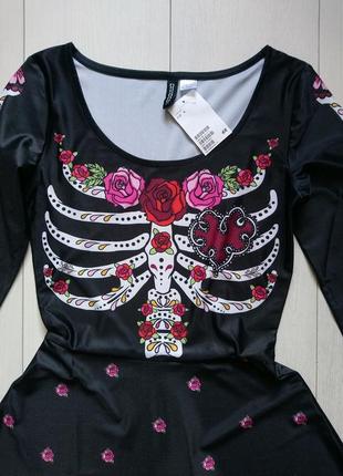 Платье скелет с черепами на хеллоуин halloween8 фото