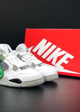 Жіночі кросівки nike air jordan 4 retro white black grey2 фото