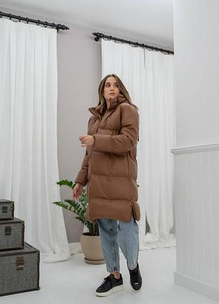 Хит сезона. пуховик с верхом из эко-кожи.5 фото