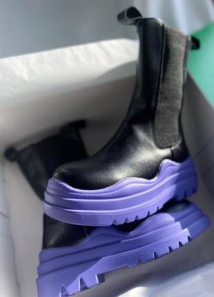 Утепленные ботинки на осень с фиолетовой подошвой4 фото