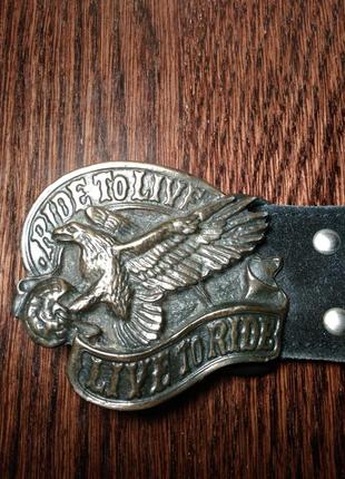 Байкерська пряжка вiнтаж на ременi live to ride,  ride to live
