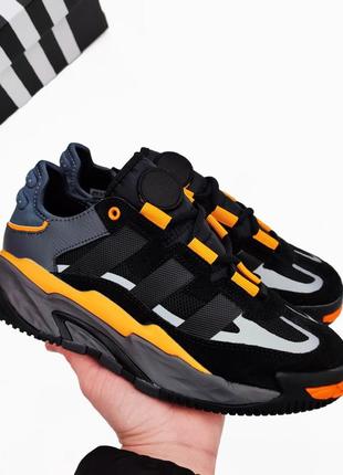 Мужские кроссовки адидас adidas niteball black orange чёрные с оранжевым