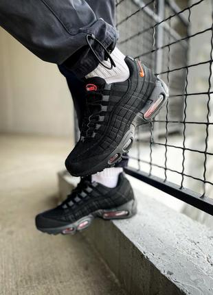 Кросівки жіночі / чоловічі чорні замшеві nike air max 95 "black/orange"5 фото