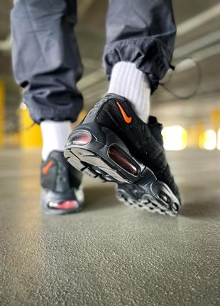 Кросівки жіночі / чоловічі чорні замшеві nike air max 95 "black/orange"8 фото