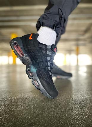 Кросівки жіночі / чоловічі чорні замшеві nike air max 95 "black/orange"9 фото