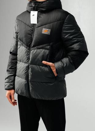 Мужская куртка nike sportswear storm-fit windrunner черно-серая пуховик найк