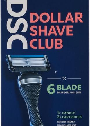 Dollar shave club(usa) -  станок( гибкой бритвенной головкой) +2кассеты(6 лезвий)