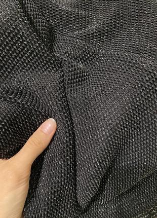 Блестящая люрексовая черная юбка миди zara5 фото
