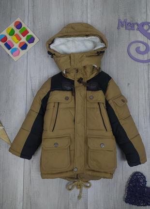 Зимова куртка для хлопчика вкx коричнева з чорним розмір 92