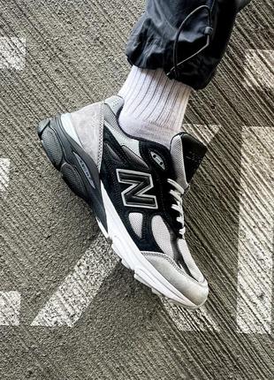 Кросівки жіночі / чоловічі чорні замшеві new balance 990 v3 "dtlr greyscale"