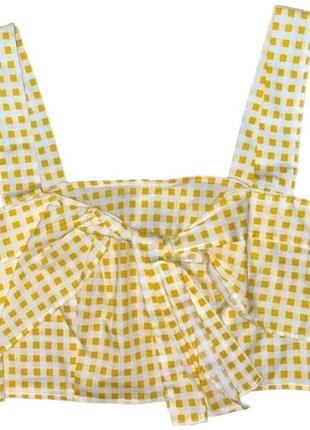 Топ zara із зав'язками жовтий бавовняний топ заром блузка з бантом9 фото
