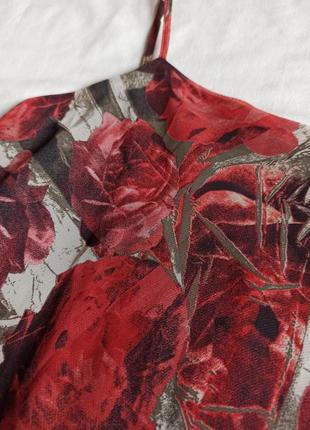 Винтажное платье миди на тонких бретелях в цветочный принт2 фото