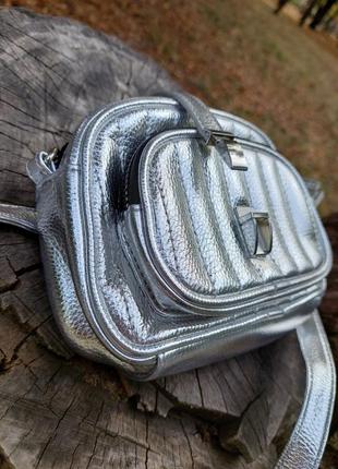 Женская серебряная поясная сумка primark(ширина 19, высота 13, глубина 6)