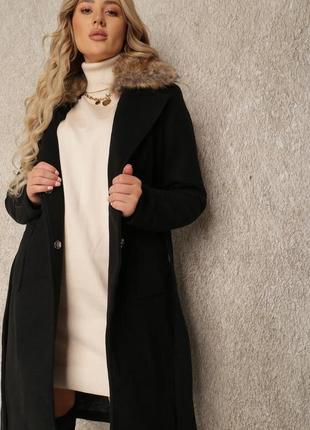 Чорне пальто з утеплювачем кашемірове розмір	s6 фото