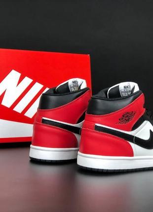 Зимние женские кроссовки nike air jordan 1 retro white black red fur мех4 фото