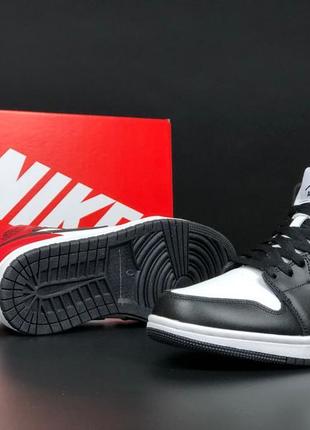 Зимние женские кроссовки nike air jordan 1 retro white black red fur мех5 фото