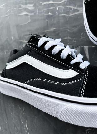 Кеди жіночі / чоловічі чорні з шкіри vans old skool black white4 фото