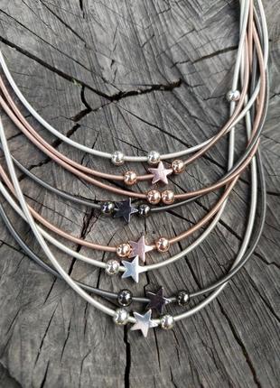 Ожерелье струны *бронза, серебро, золото, *подвески звезды в виде pentagramme2 фото