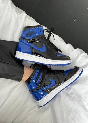 Жіночі кросівки nike air jordan retro 1 “patent royal blue” premium