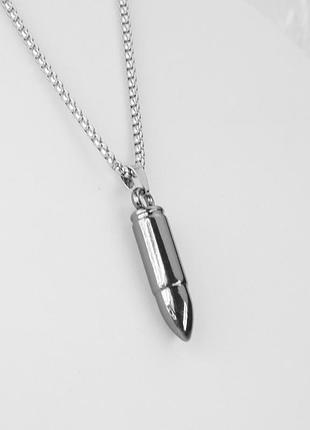 Чоловічий кулон на шию з ланцюжком "bullet" з нержавіючої сталі3 фото