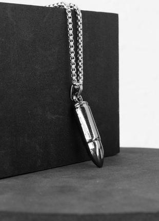 Чоловічий кулон на шию з ланцюжком "bullet" з нержавіючої сталі