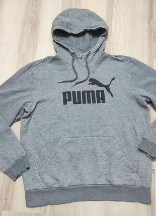 Утепленный балахон puma, толстовка кенгурушка с капюшоном на флисе м-хл1 фото