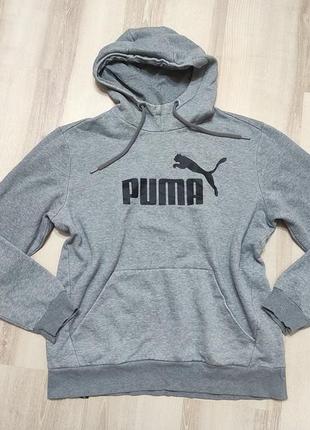 Утепленный балахон puma, толстовка кенгурушка с капюшоном на флисе м-хл5 фото