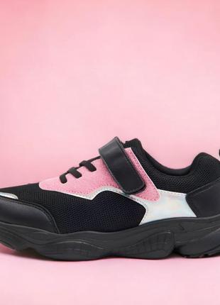 Детские кроссовки "fluo" черные с розовым1 фото
