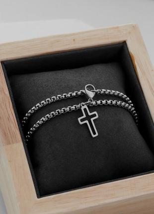 Мужской браслет на руку крест из нержавеющей стали