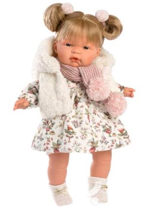 Ексклюзивна колекційна лялька з механізмом llorens плаче і зовіт маму та папу дівчинка 38 см у платті