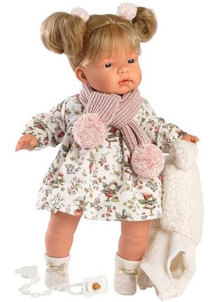 Эксклюзивная коллекционная кукла с механизмом llorens плачет и зовет маму и папу  девочка 38 см в платье2 фото
