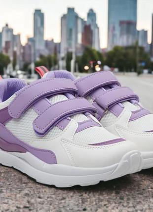 Детские кроссовки "zipp" белые с фиолетовым2 фото