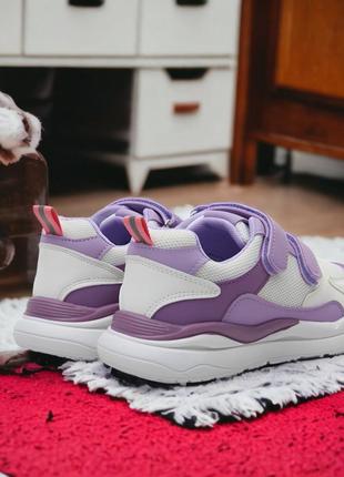 Детские кроссовки "zipp" белые с фиолетовым4 фото