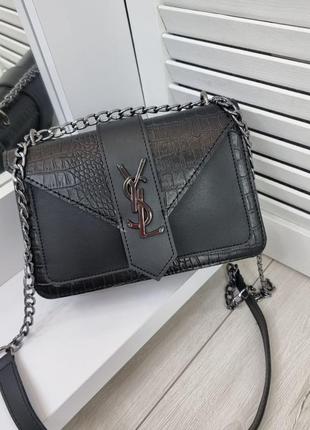 Женская качественная сумка, стильный каркасный клатч из эко кожи на 2 отдела черный7 фото