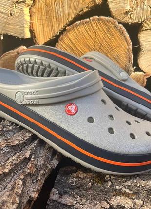 Crocs crocband light grey/navy крокси сабо топ продажів