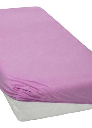 Трикотажные простыни-наматрасники на резинке 90х200 стильная, плотная натяжная простынь однотонная розовый1 фото