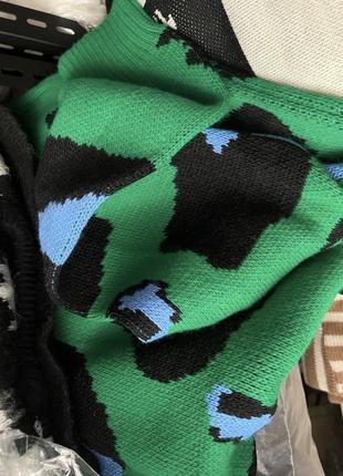 Роскошные удлиненные свитера/джемперы под горло с принтом лео кэмел, зеленый, серый, молоко туречки1 фото
