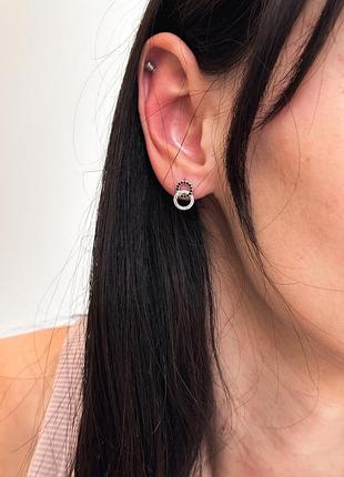 Сережки-гвоздики інь-янь, чорно-біле сяйво, срібне покриття 925 проби