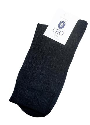 Шкарпетки чоловічі бавовняні лео класик сітка чорна преміум2 фото