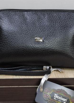 Косметичка жіноча шкіряна чорна desisan 11*20*6 (туреччина)