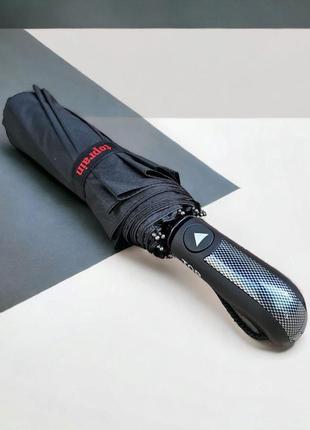 Классический мужской зонт в черном цвете с полуавтоматической системой открытия, антишторм