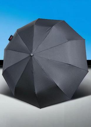 Классический мужской зонт в черном цвете с полуавтоматической системой открытия, антишторм2 фото